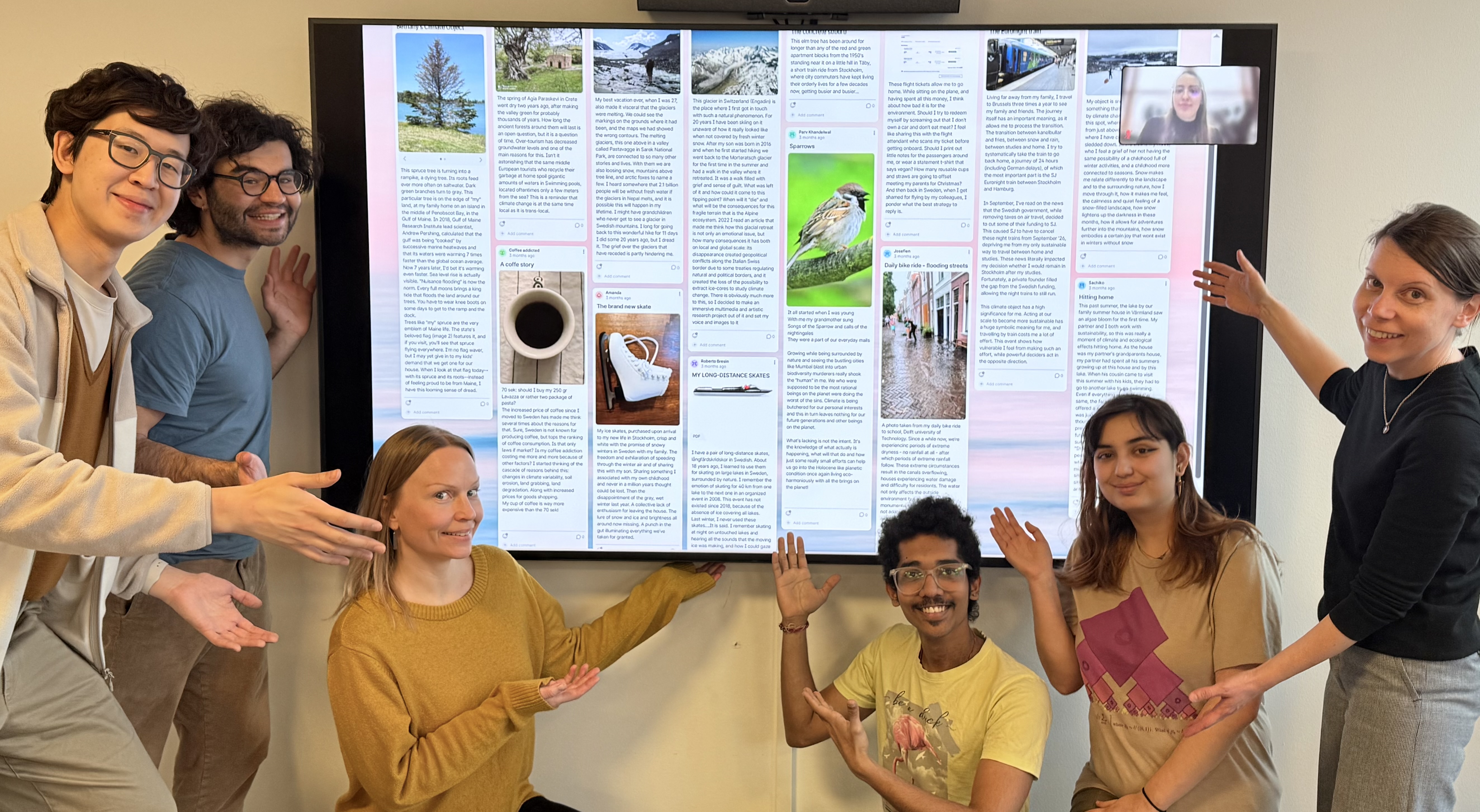 Students in Stockholm show off their collection of climate stories